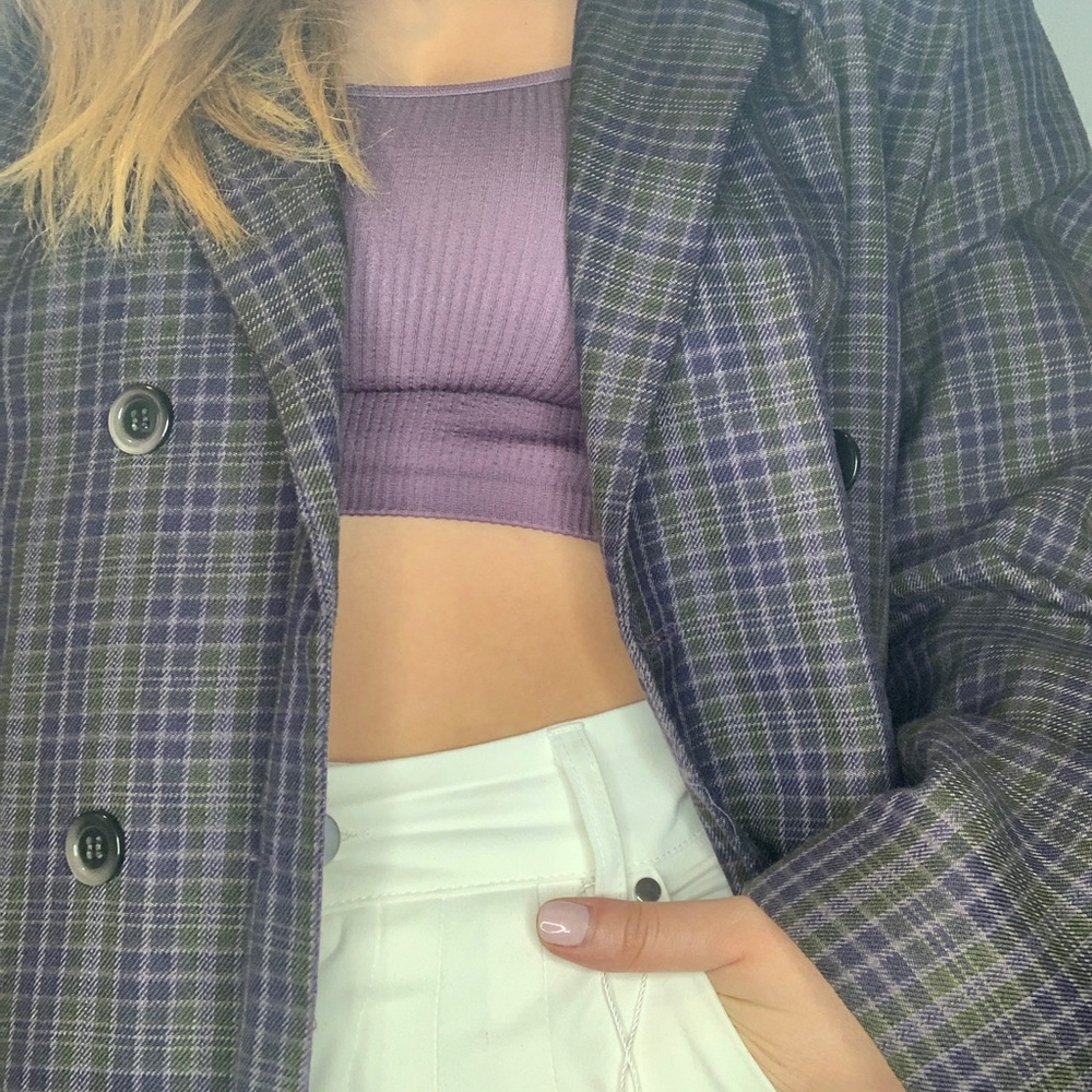 Check purple blazer - Picture 2 of 4